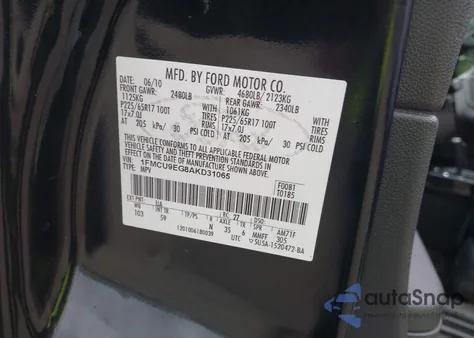 2010 Ford Escape Limited from USA, damaged, VIN 1FMCU9EG8AKD31065